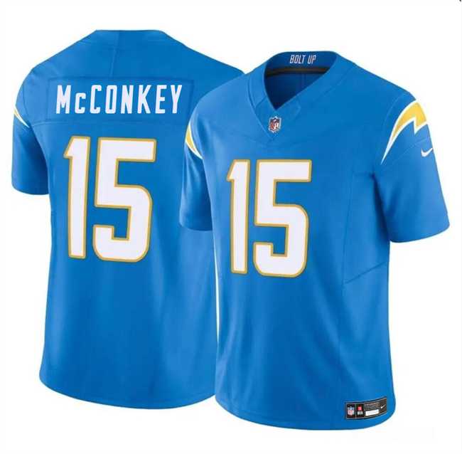 Men & Women & Youth Los Angeles Chargers #15 Ladd McConkey Light Blue 2024 F.U.S.E Draft Vapor Limited Stitched Jersey